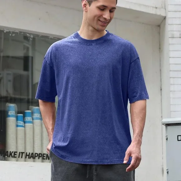 Oversized Unisex Cotton T-Shirt - Vintage Faded Colors, XL, Multi-Color